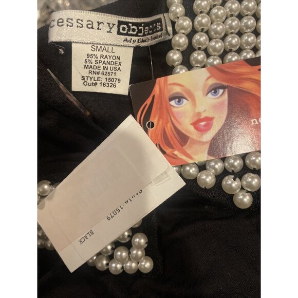 Womens Pearl Collar Size Small Black Sleeveless Tank Top Necessary Objects *3C - Picture 2 of 3